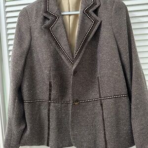 Gorgeous NWOT Women’s Plus 22W brown, cream and gold blazer/jacket